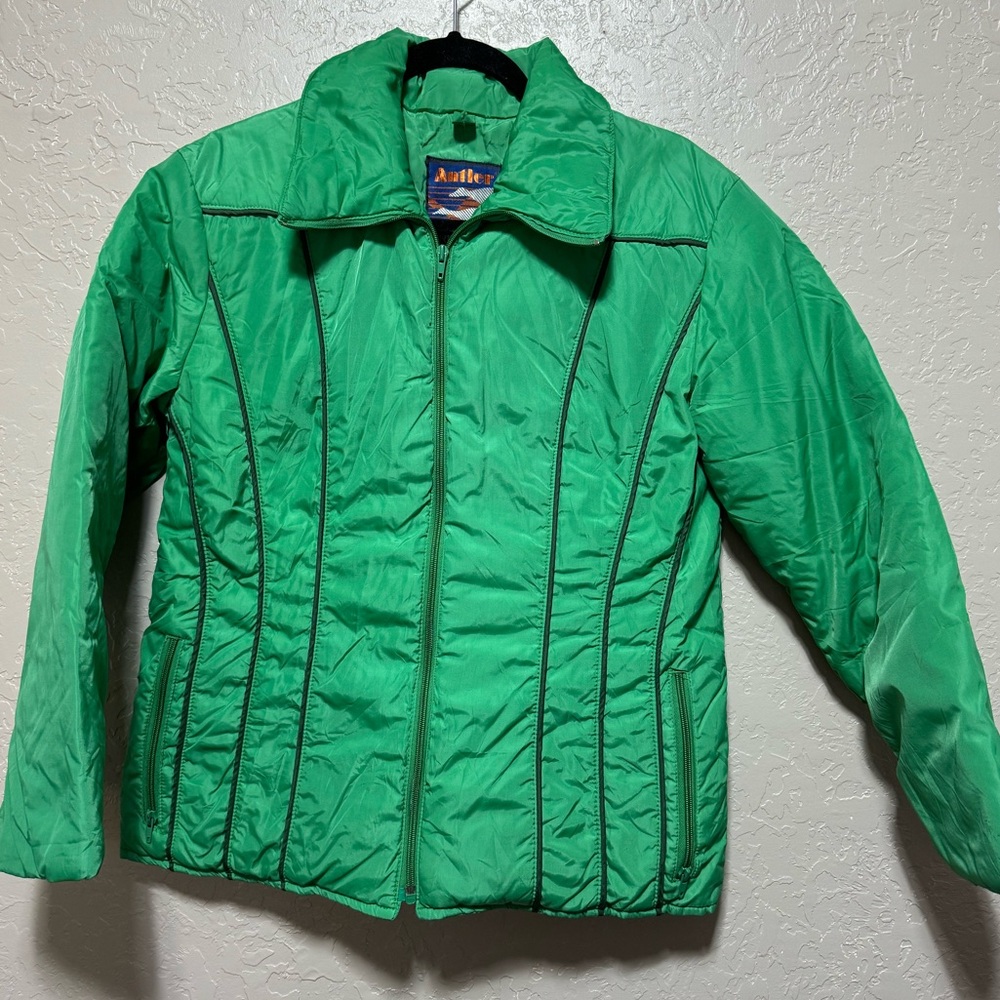 Vtg Antler Prime Down Ski Jacket Women's Size Medium Green
